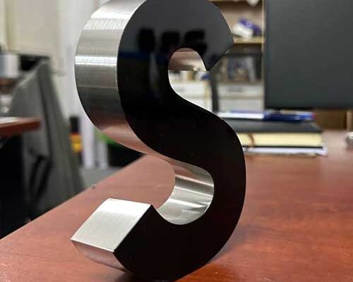 3D-stainless-steel-letter-capital0arts Letter S with StainlessSteel 316 Grade with Acrylic Face