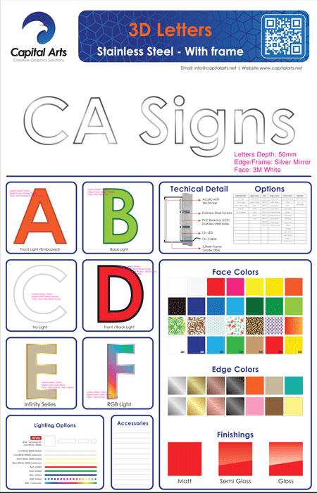 Capital Arts sample Layout for Stainless Steel