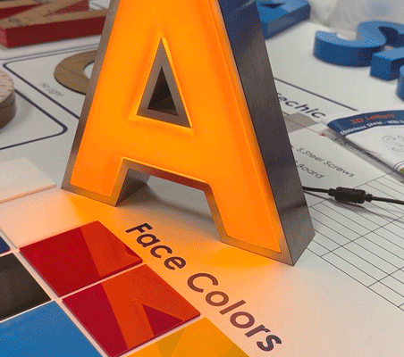 Embossed Letter A fabricated by Capital Arts