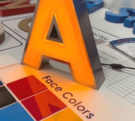 Embossed Letter A fabricated by Capital Arts