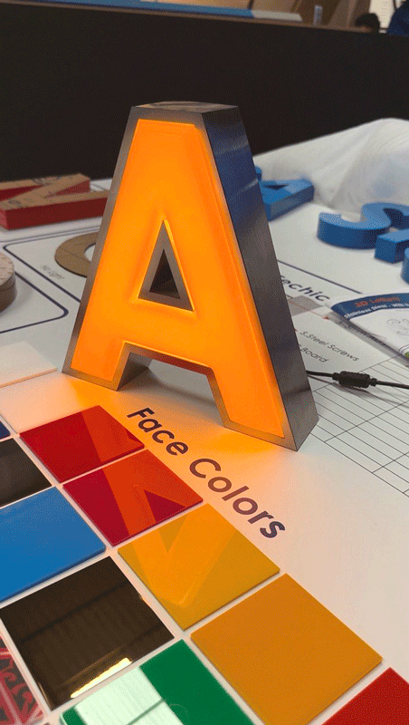 Embossed Letter A fabricated by Capital Arts