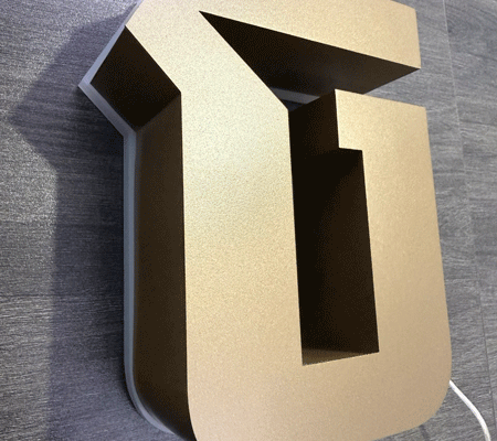 stainless rose gold khmer 3d letter by capital arts