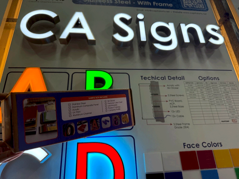 Capital Arts sample box for signage