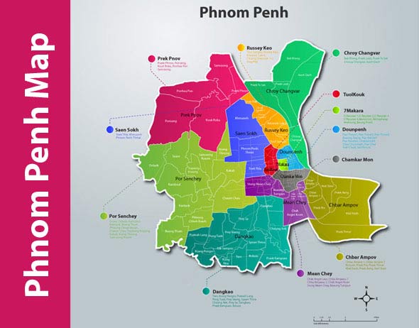 Phnom Penh Latest Map With New Districts 